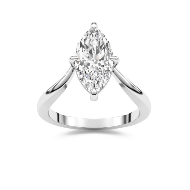 18K White Gold 4 1/20 ct. tw._1,Thalia Lab Grown Marquise Diamond Engagement Ring with the Thalia Crest Wedding Band