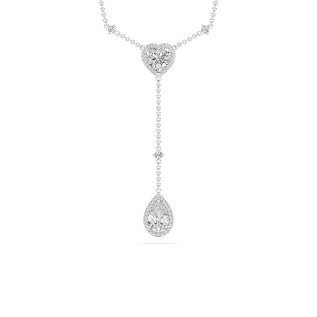 Cascading Hearts Lab Grown Lariat Diamond Necklace