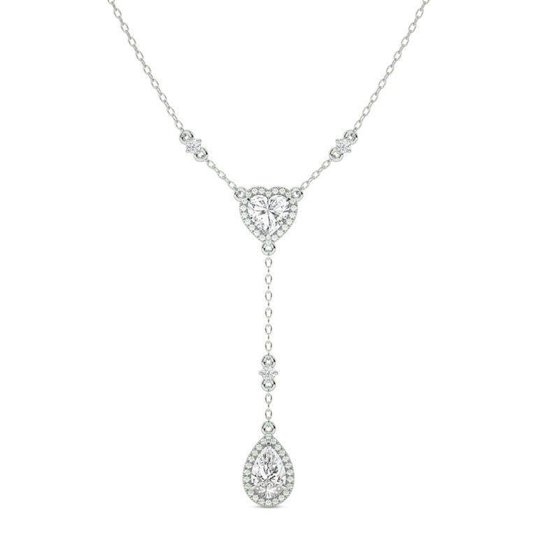 Cascading Hearts Lab Grown Lariat Diamond Necklace