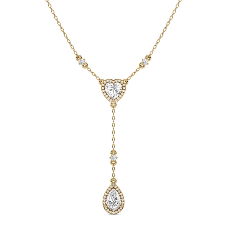 Cascading Hearts Lab Grown Lariat Diamond Necklace