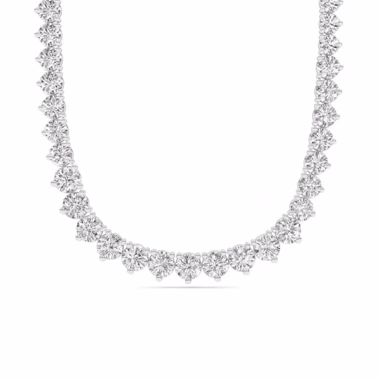 Graduating Three Prong Lab Grown Diamond Tennis Necklace