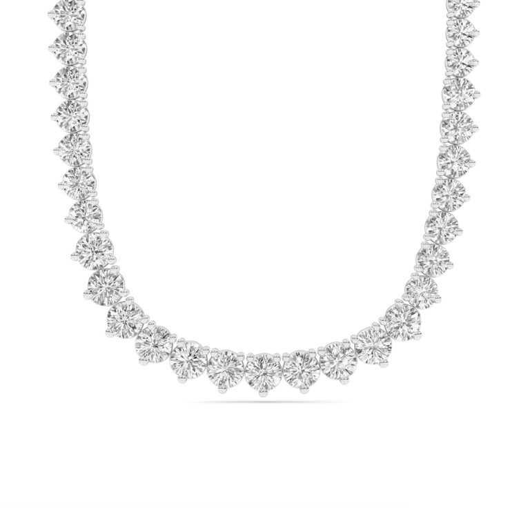 Graduating Three Prong Lab Grown Diamond Tennis Necklace
