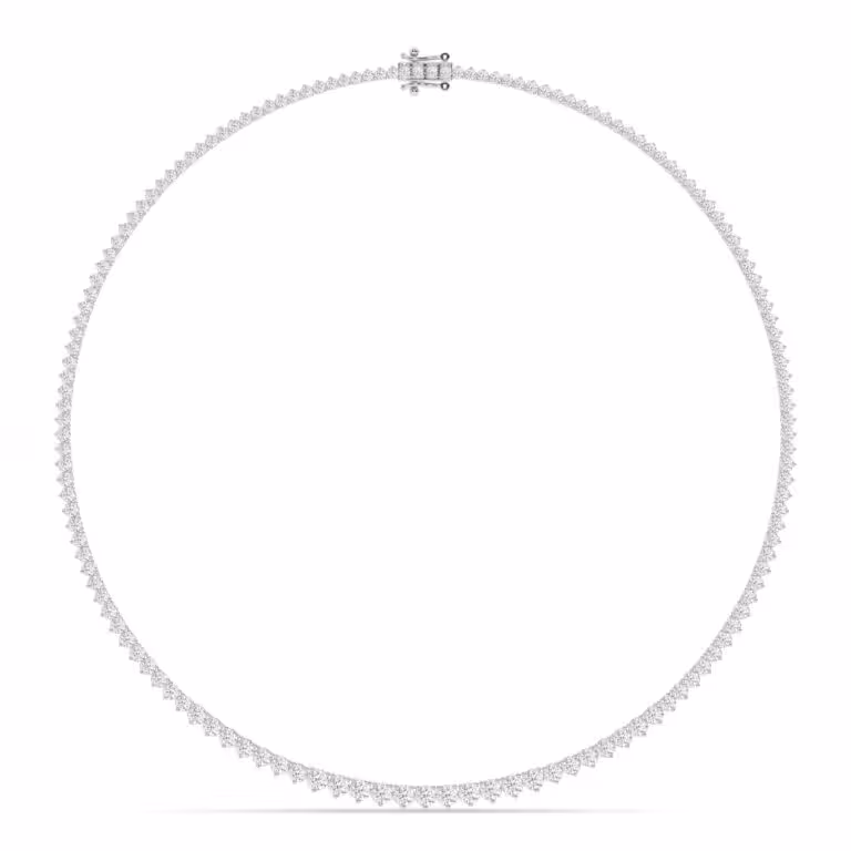 Graduating Three Prong Lab Grown Diamond Tennis Necklace