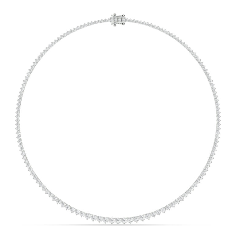 Graduating Three Prong Lab Grown Diamond Tennis Necklace