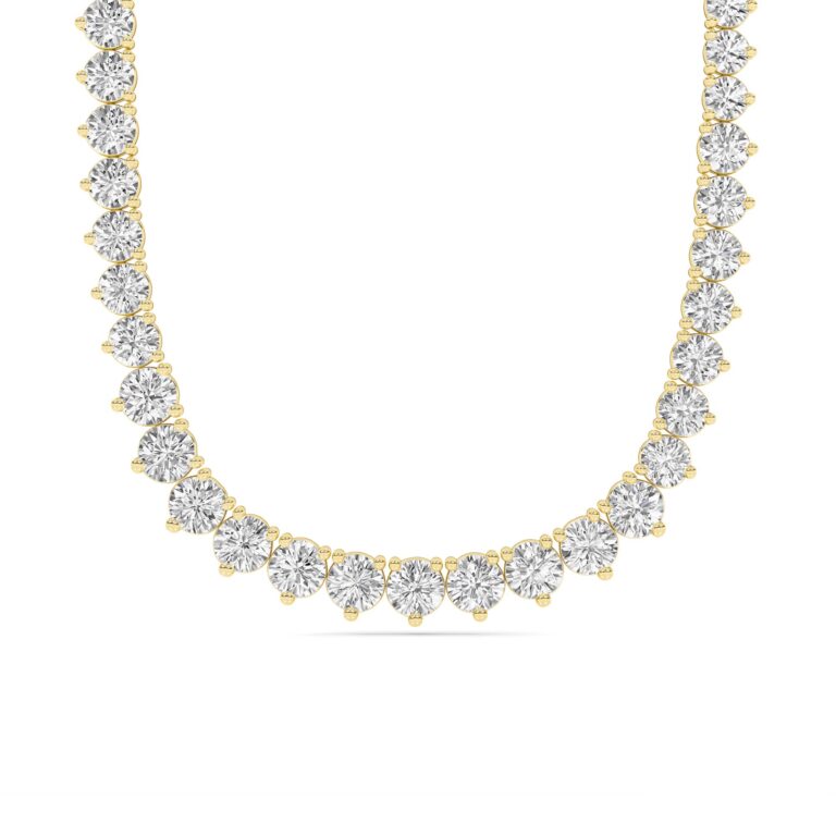 Graduating Three Prong Lab Grown Diamond Tennis Necklace