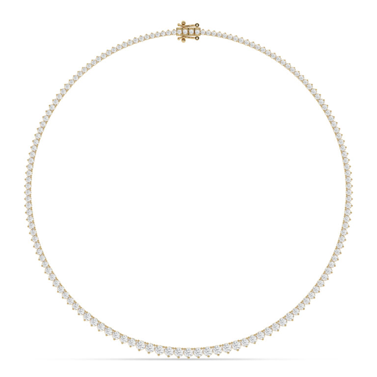 Graduating Three Prong Lab Grown Diamond Tennis Necklace
