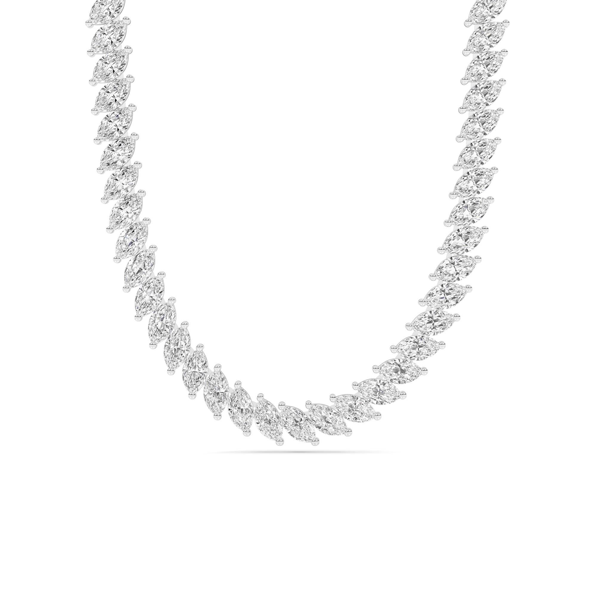 Throne Lab Grown Marquise Diamond Tennis Necklace | White Gold 17 1/2 ct. tw.