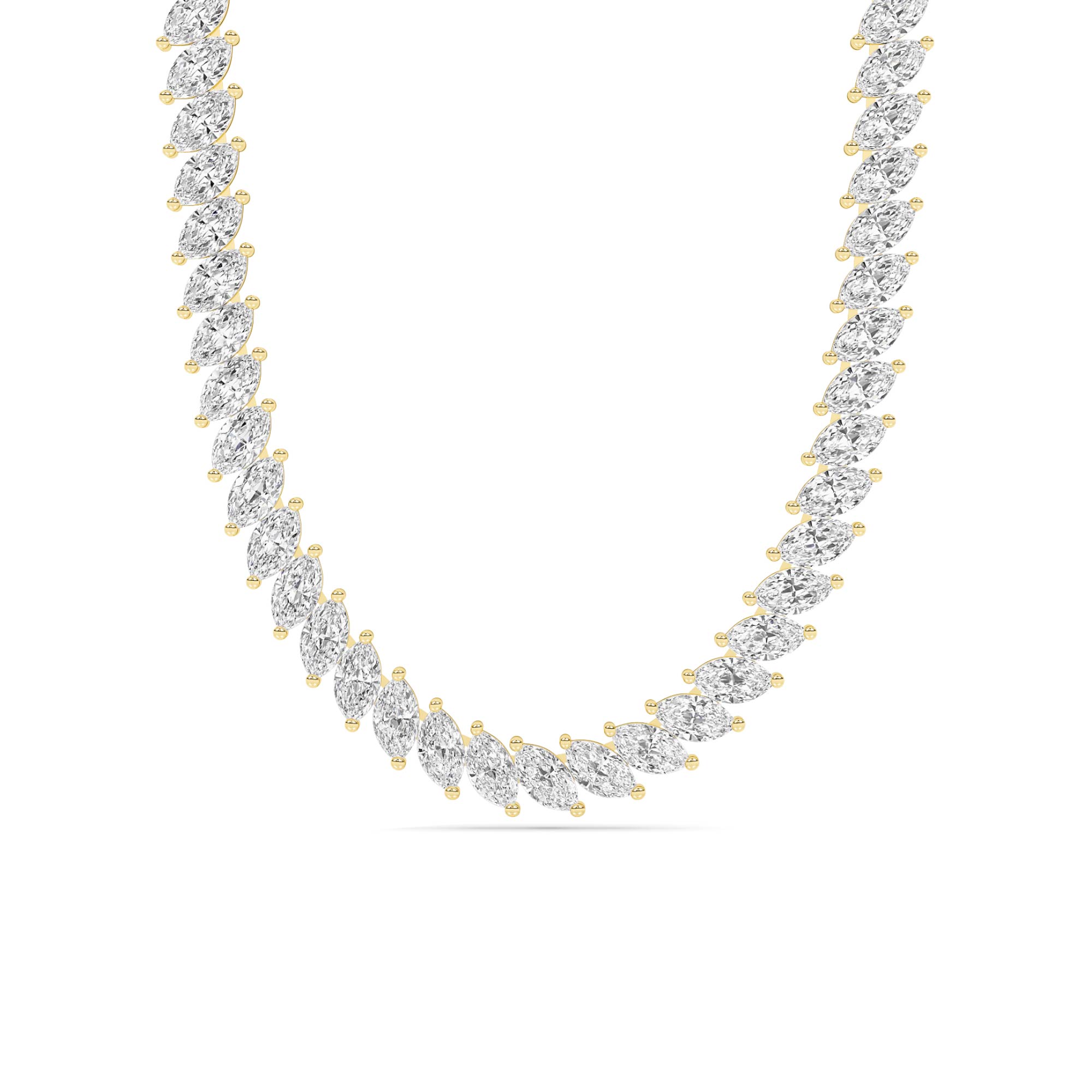 Throne Lab Grown Marquise Diamond Tennis Necklace | Yellow Gold 17 1/2 ct. tw.