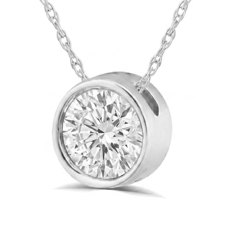 Floating Bezel Set Lab Grown Diamond Solitaire Necklace
