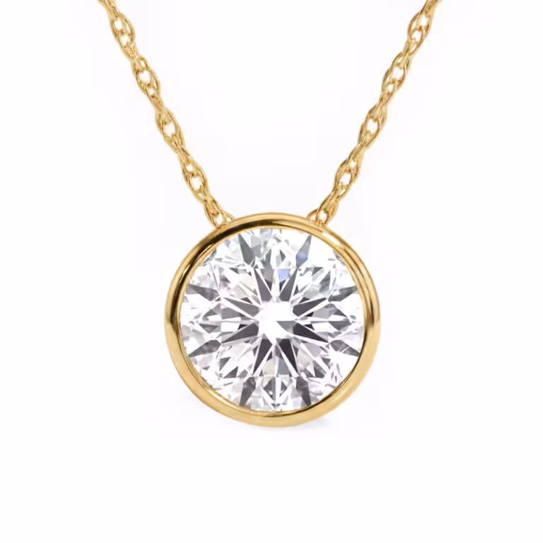 Floating Bezel Set Lab Grown Diamond Solitaire Necklace