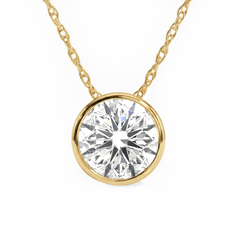 Floating Bezel Set Lab Grown Diamond Solitaire Necklace