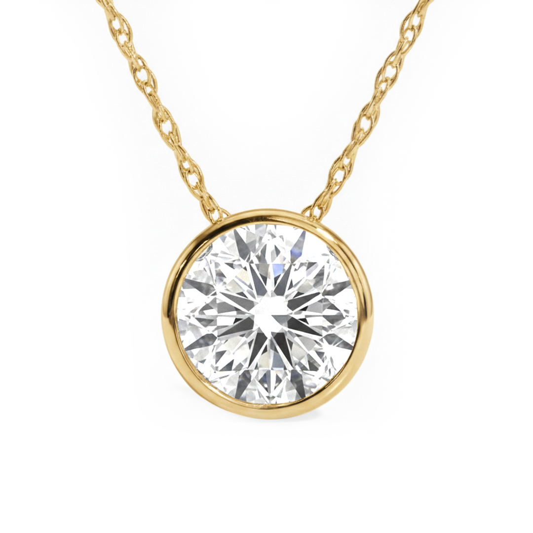 Floating Bezel Set Lab Grown Diamond Solitaire Necklace | 10K Yellow Gold 1/2 ct. tw.