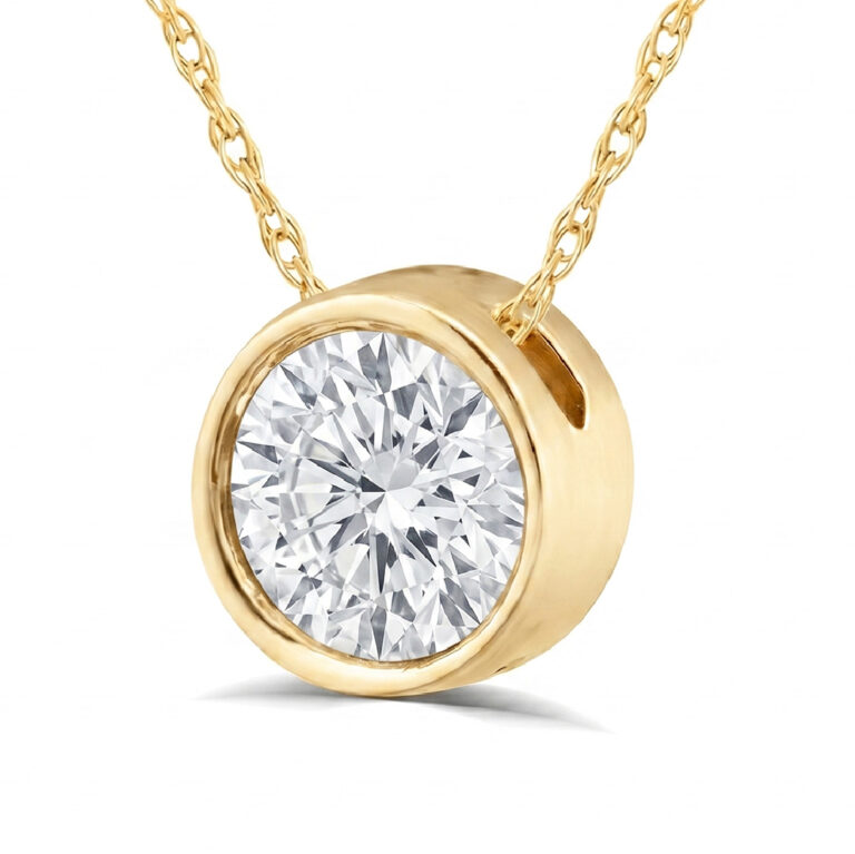 Floating Bezel Set Lab Grown Diamond Solitaire Necklace