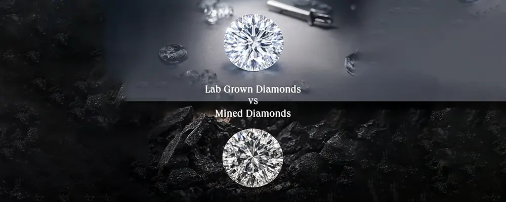 Visual comparison showing lab grown diamonds versus mined diamonds side by side