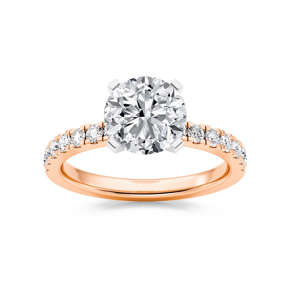 Troy Two Tone Round Lab Grown Diamond Engagement Ring | 10K Rose Gold 2 7/8 CT. TW.