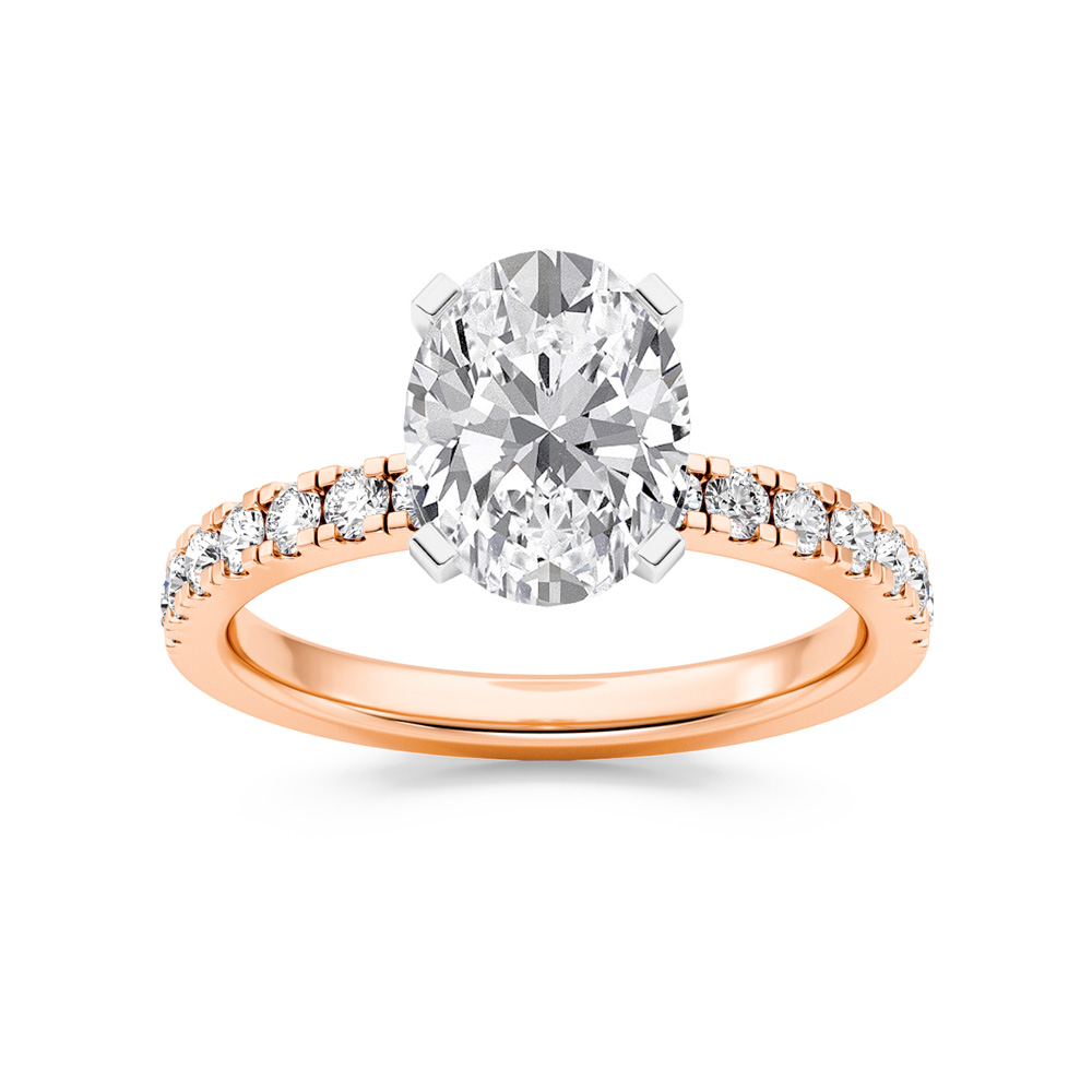 Troy Two Tone Oval Lab Grown Diamond Engagement Ring | 18K Rose Gold 4 3/8 CT. TW.