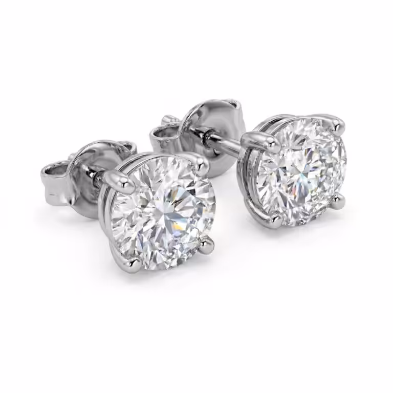 Certified Four Prong Lab Diamond Stud Earring
