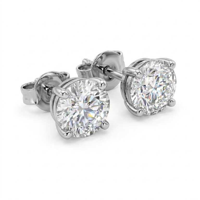 Certified Four Prong Lab Diamond Stud Earring