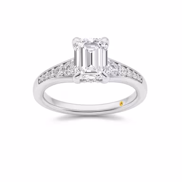 Bloom Tapered Pavé Set Hidden Halo Lab Diamond Engagement Ring