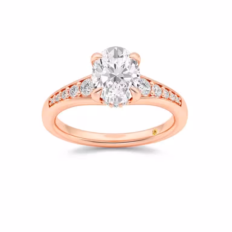 Bloom Tapered Pavé Set Hidden Halo Lab Diamond Engagement Ring