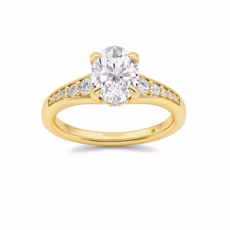 Bloom Tapered Pavé Set Hidden Halo Lab Diamond Engagement Ring