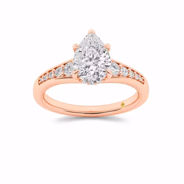 Bloom Tapered Pavé Set Hidden Halo Lab Diamond Engagement Ring