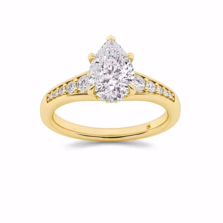 Bloom Tapered Pavé Set Hidden Halo Lab Diamond Engagement Ring