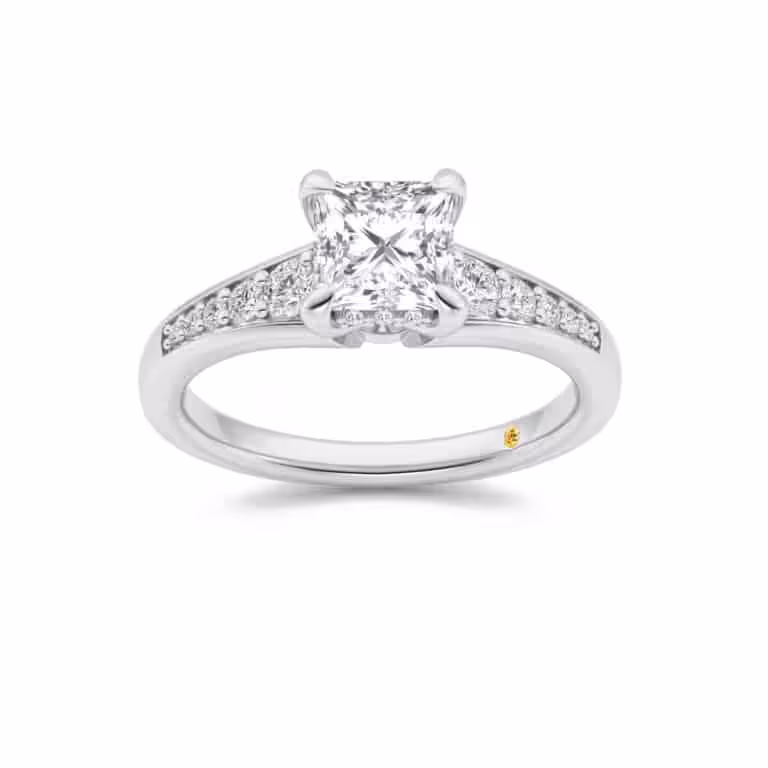Bloom Tapered Pavé Set Hidden Halo Lab Diamond Engagement Ring