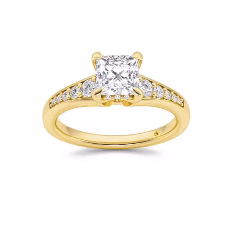 Bloom Tapered Pavé Set Hidden Halo Lab Diamond Engagement Ring