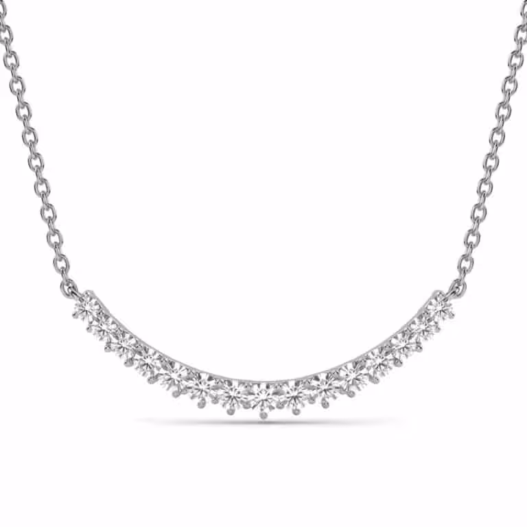 Crest Three Prong Curved Lab Diamond Necklace