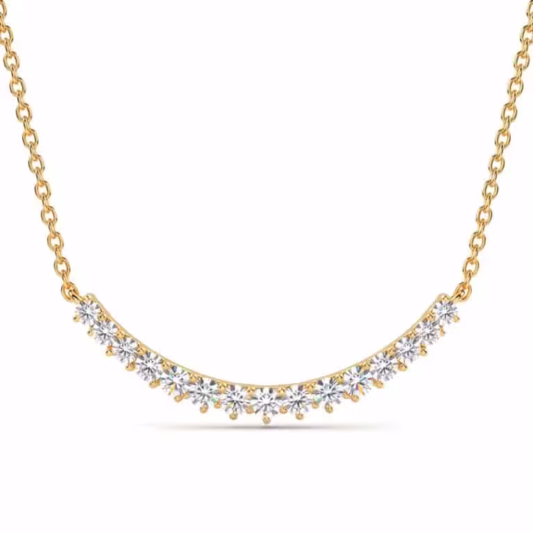 Crest Three Prong Curved Lab Diamond Necklace