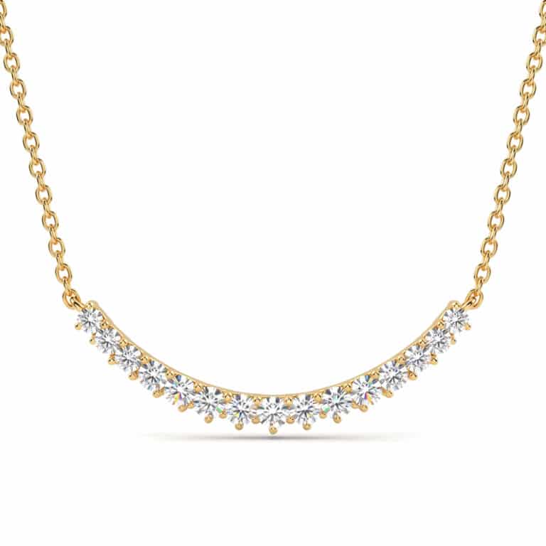 Crest Three Prong Curved Lab Diamond Necklace