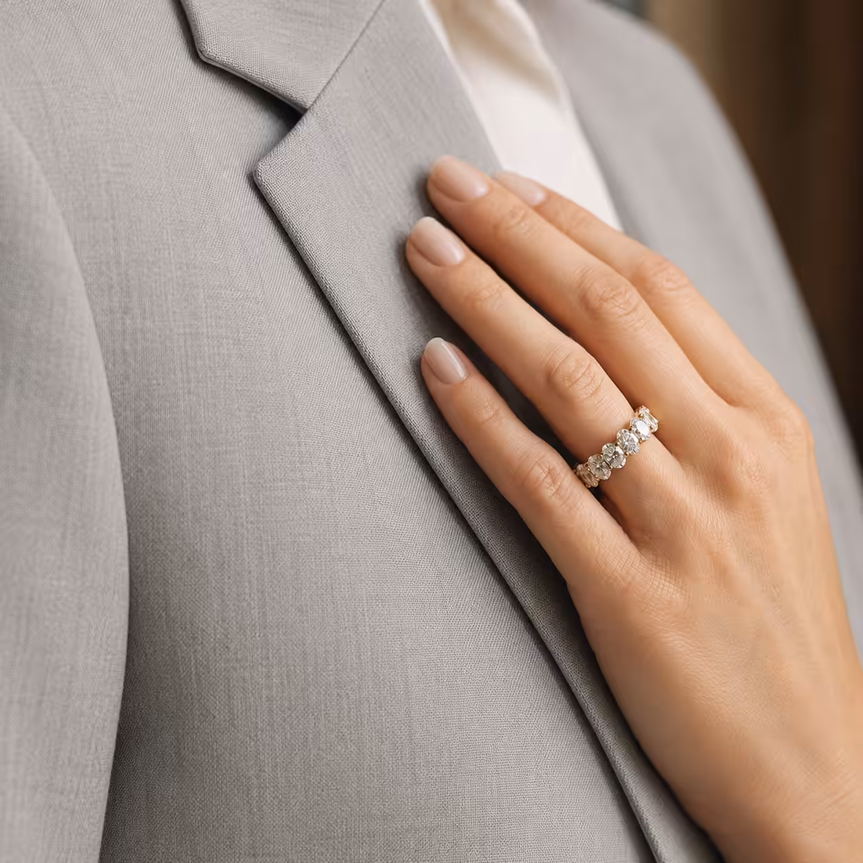 Home Page Model Wearing Lab Grown Diamond Wedding Band