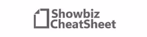 A black and white graphic logo featuring a dog-eared paper icon next to the text Showbiz CheatSheet, representing La Joya's press features.