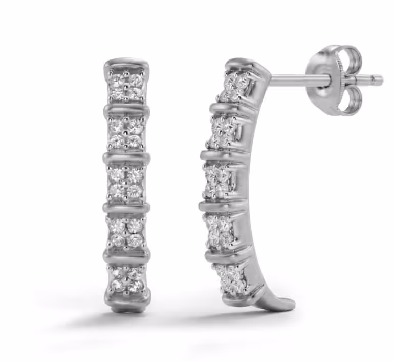 Lab Created J-Hoop Diamond Huggie Earrings