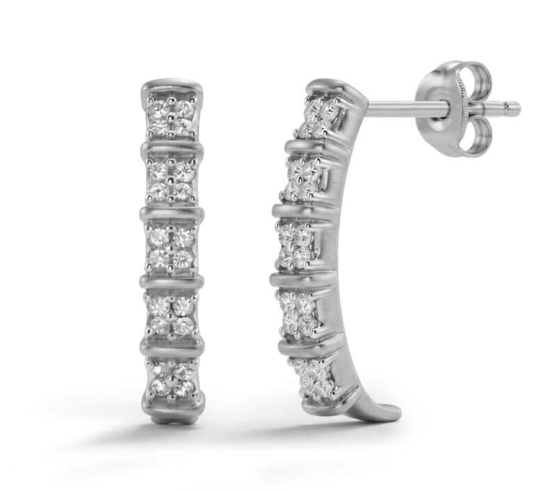 Lab Created J-Hoop Diamond Huggie Earrings