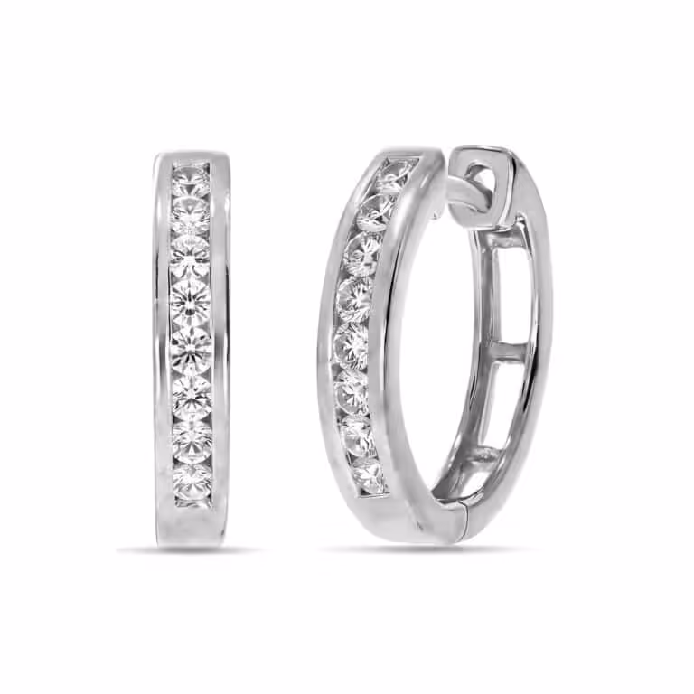 Lab Grown Channel Set Diamond Huggie Earrings