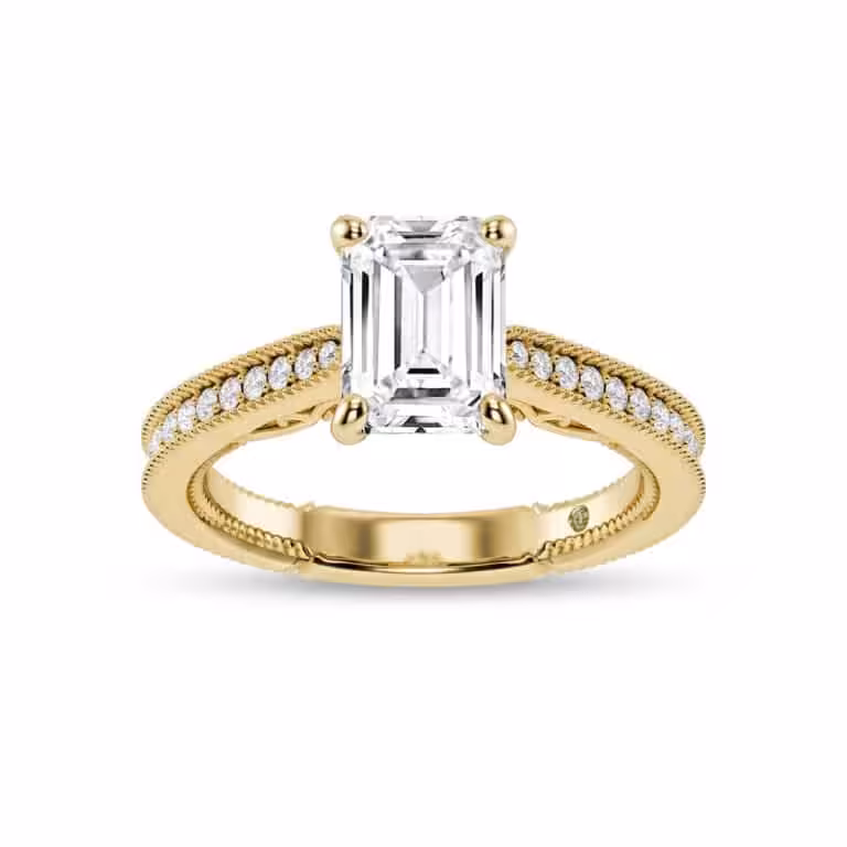 Oslo Vintage Inspired Hidden Accent Lab Diamond Engagement Ring