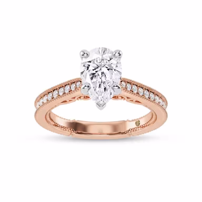 Oslo Vintage Inspired Hidden Accent Lab Diamond Engagement Ring