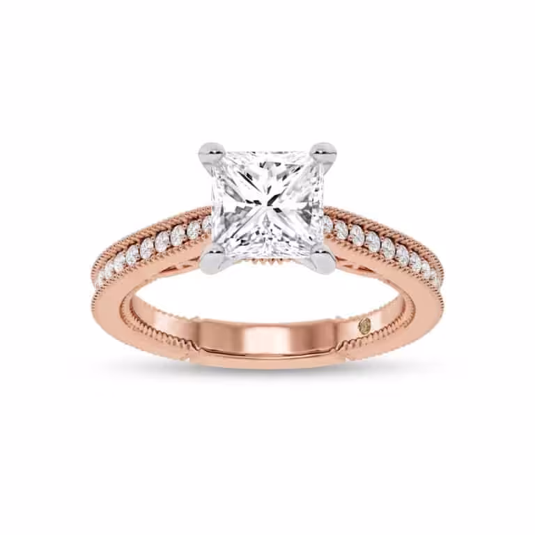 Oslo Vintage Inspired Hidden Accent Lab Diamond Engagement Ring