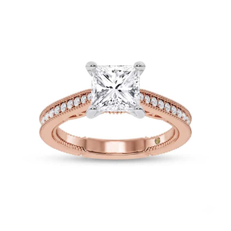 Oslo Vintage Inspired Hidden Accent Lab Diamond Engagement Ring