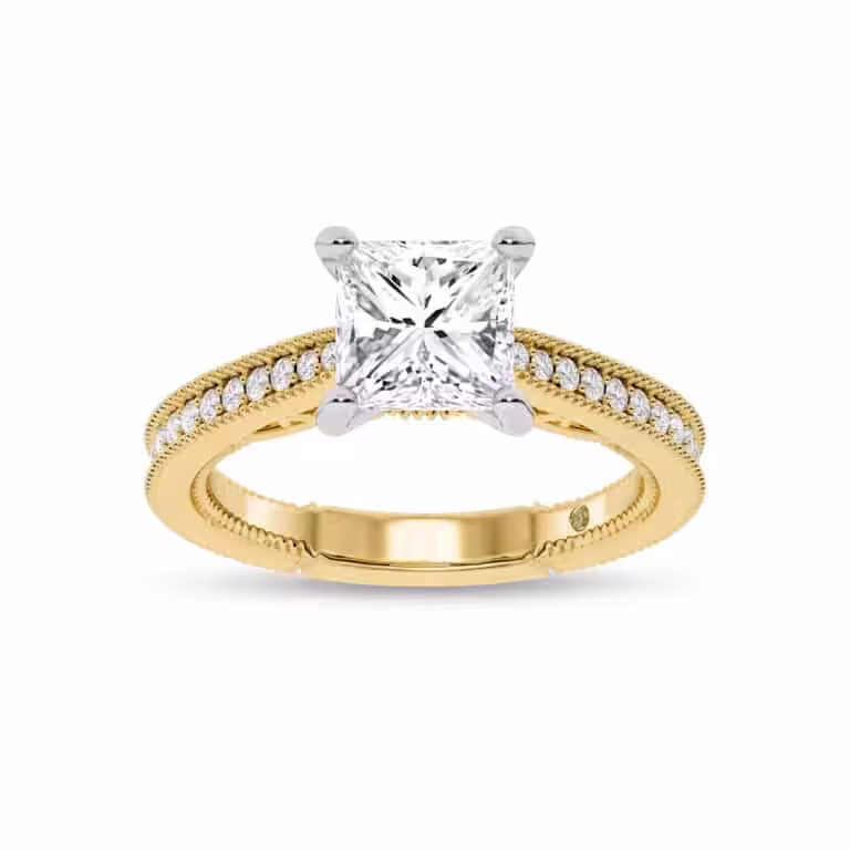 Oslo Vintage Inspired Hidden Accent Lab Diamond Engagement Ring