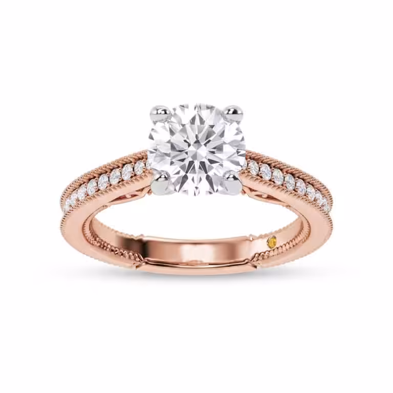 Oslo Vintage Inspired Hidden Accent Lab Diamond Engagement Ring