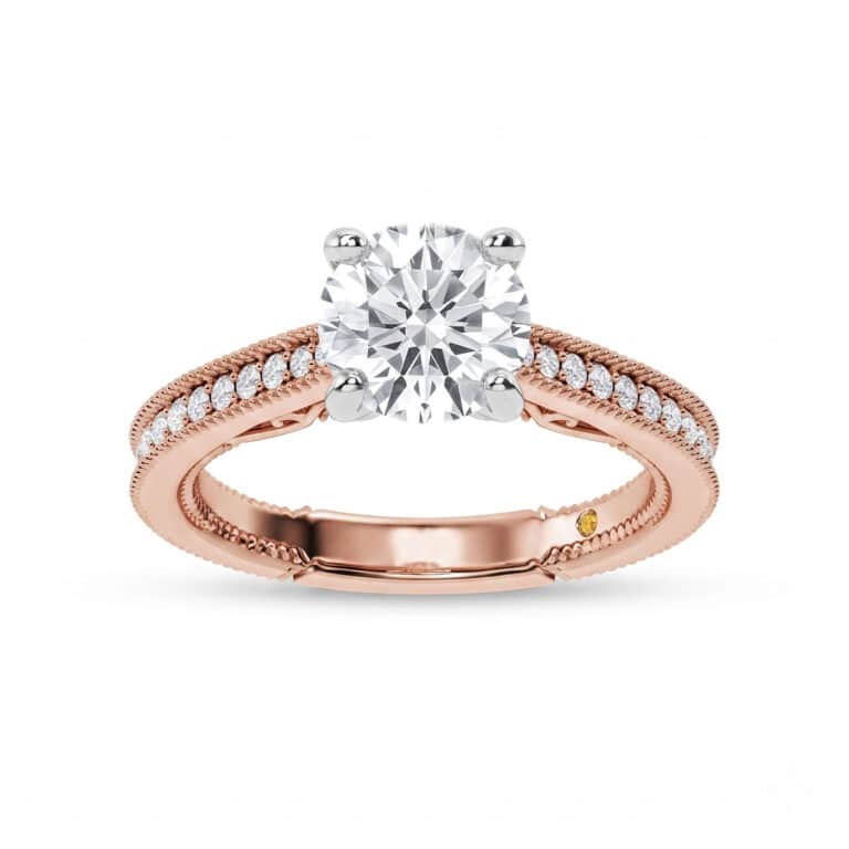 Oslo Vintage Inspired Hidden Accent Lab Diamond Engagement Ring