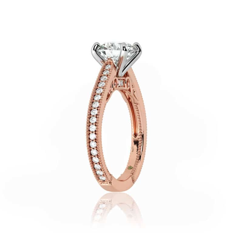 Oslo Vintage Inspired Hidden Accent Lab Diamond Engagement Ring