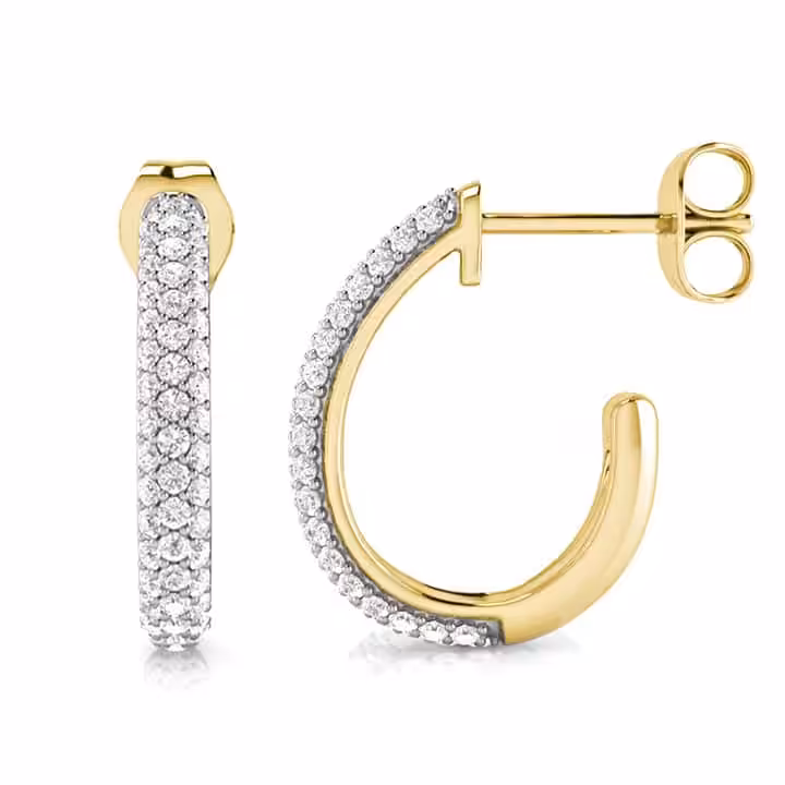Three Row Lab Grown Diamond Hoop Earrings