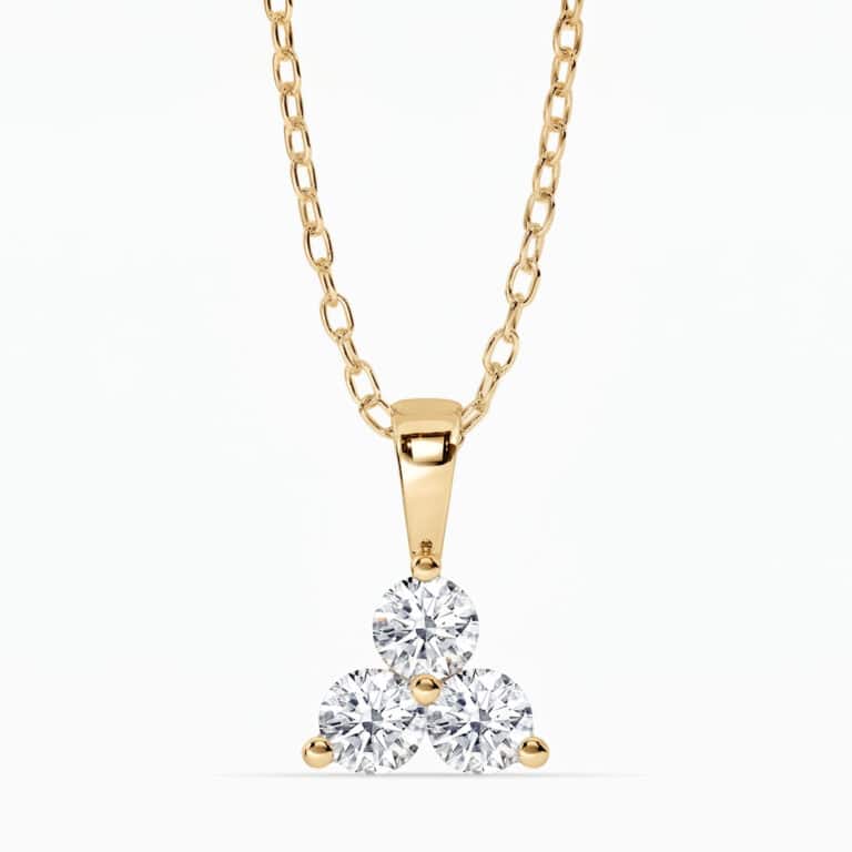 Triangular Shaped Lab Grown Three Stone Diamond Necklace