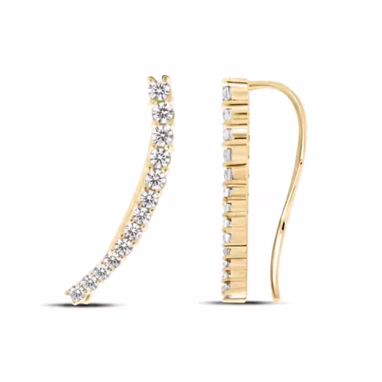 Graduating Lab Diamond Crawler Earrings