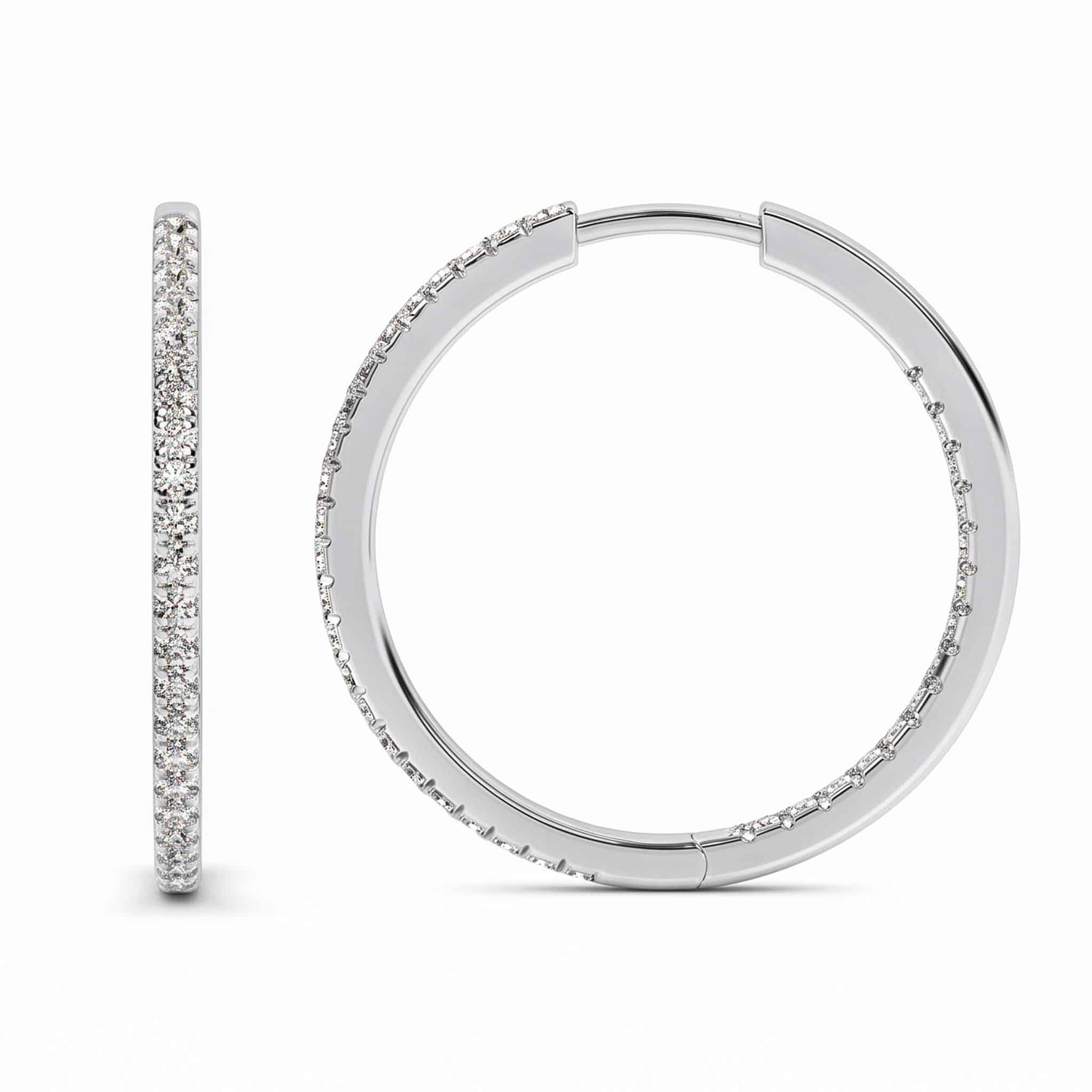 La Joya Jewelry Essential Inside Out Lab Diamond Hoop Earrings | White Gold 1/3-1/2 ct. tw.