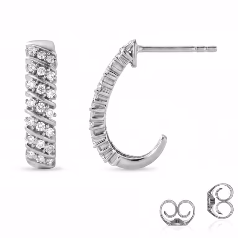 J-Hoop Premium Diamond Huggie Earrings